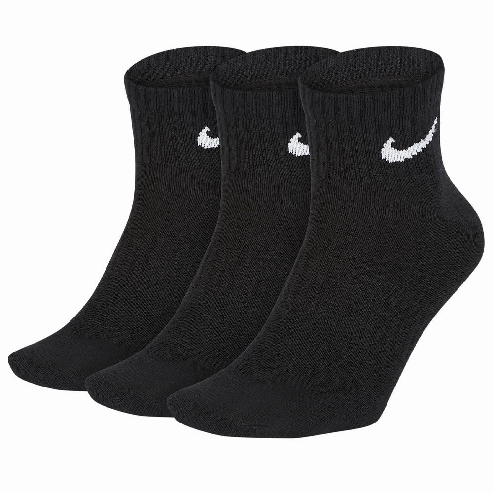 Large Nike Everday Lightweight Ankle Training Socks (3 Pack) - Black/White