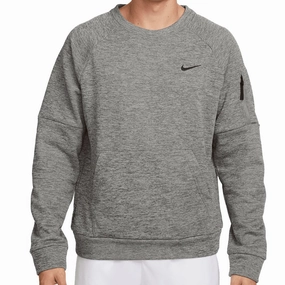 Modern Relaxed Nike Therma-FIT Crewneck Sweater - Dark Grey Heather/Black