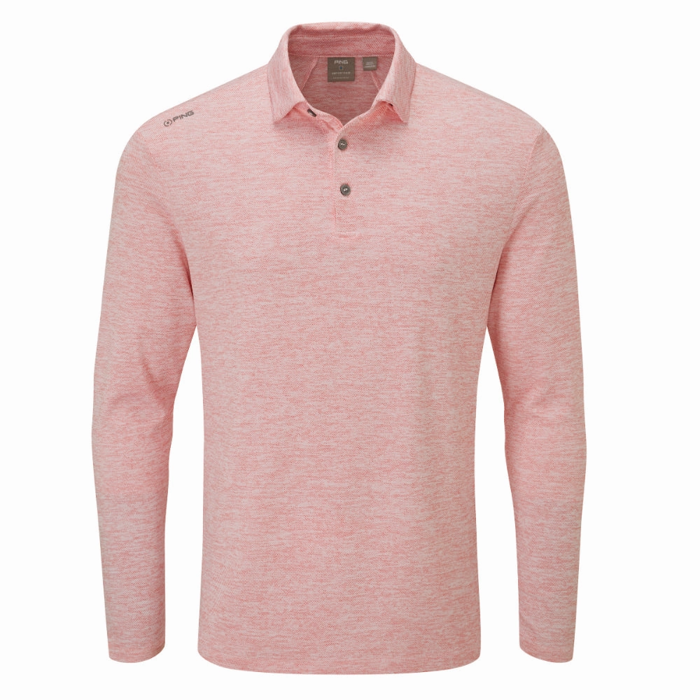 Ping Angus Long Sleeve Polo Shirt - Cyber Red Multi Street Style Trend Comfy Wear