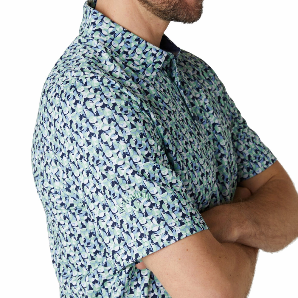 Heather Texture Finish Anti microbial coating Callaway Abstract Golf Ball Polo Shirt - Peacoat