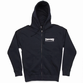 Thrasher Logo Zip Up Hoodie - Navy Fashion Vibe
