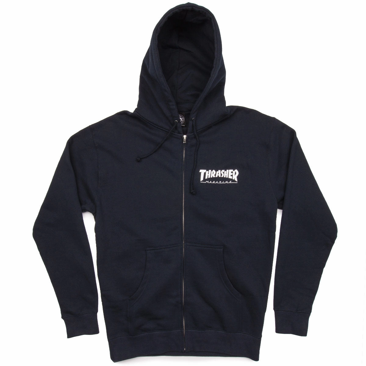 Urban Energy Urban Fashion Thrasher Logo Zip Up Hoodie - Navy