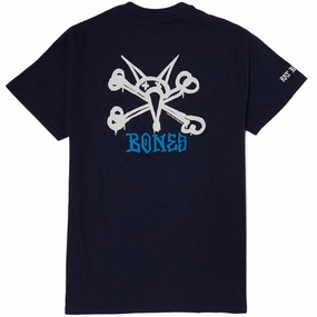 Sporty and Cool Smooth Seam Technology Powell-Peralta Rat Bones T-Shirt - Navy