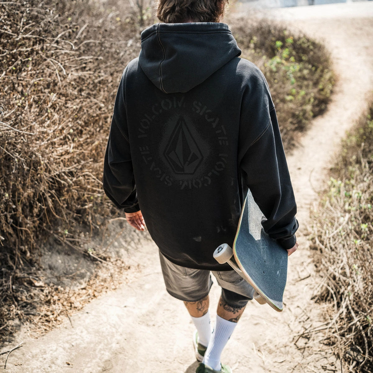 Monkey like Double Layer Hood Volcom Skidder Hoodie - Black