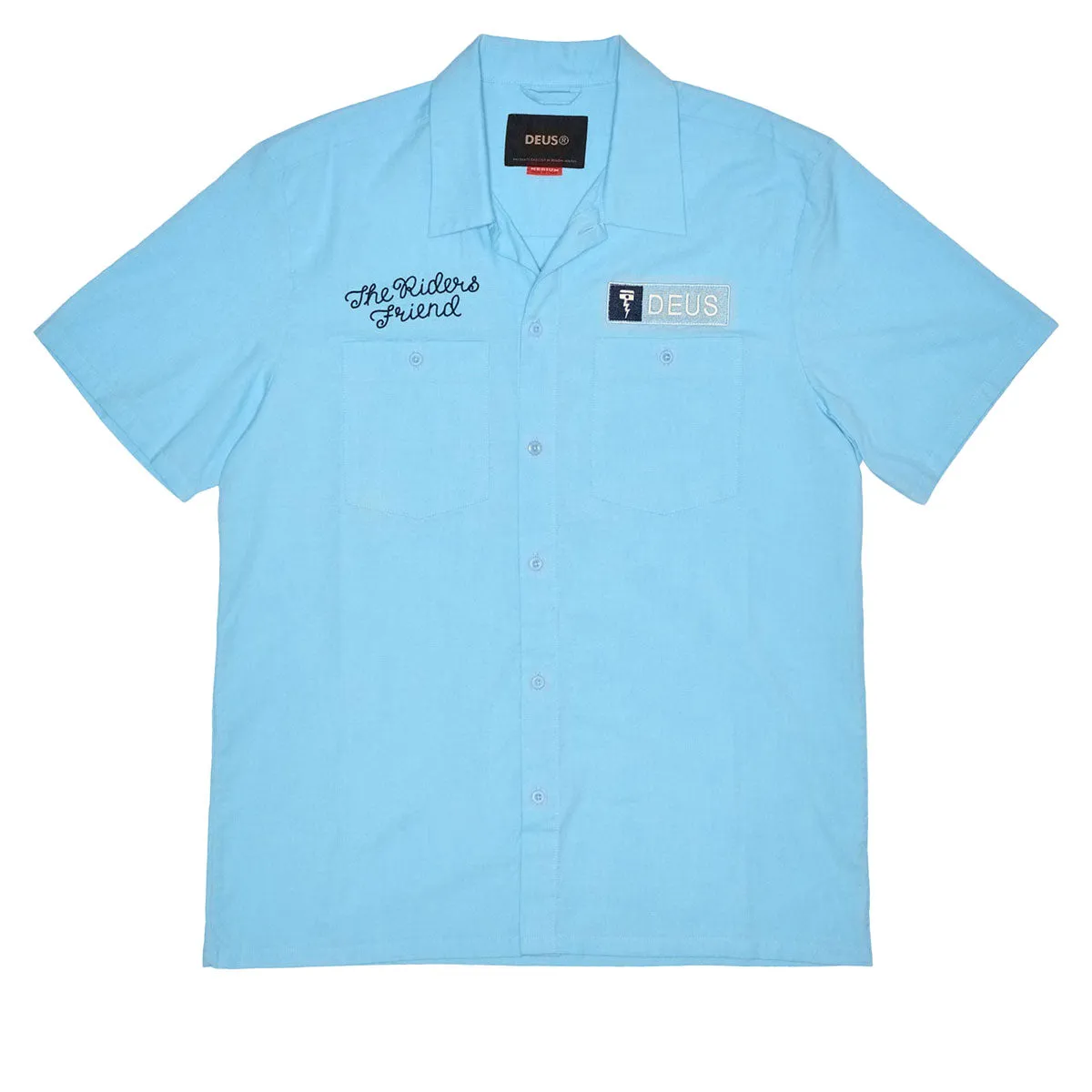 Multi Pocket Design Deus Ex Machina Forecourt Shirt - Sky Blue