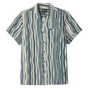 Brixton Cru Slub Shirt - Basalt Blue/Painterly Stripe Elegant Finish