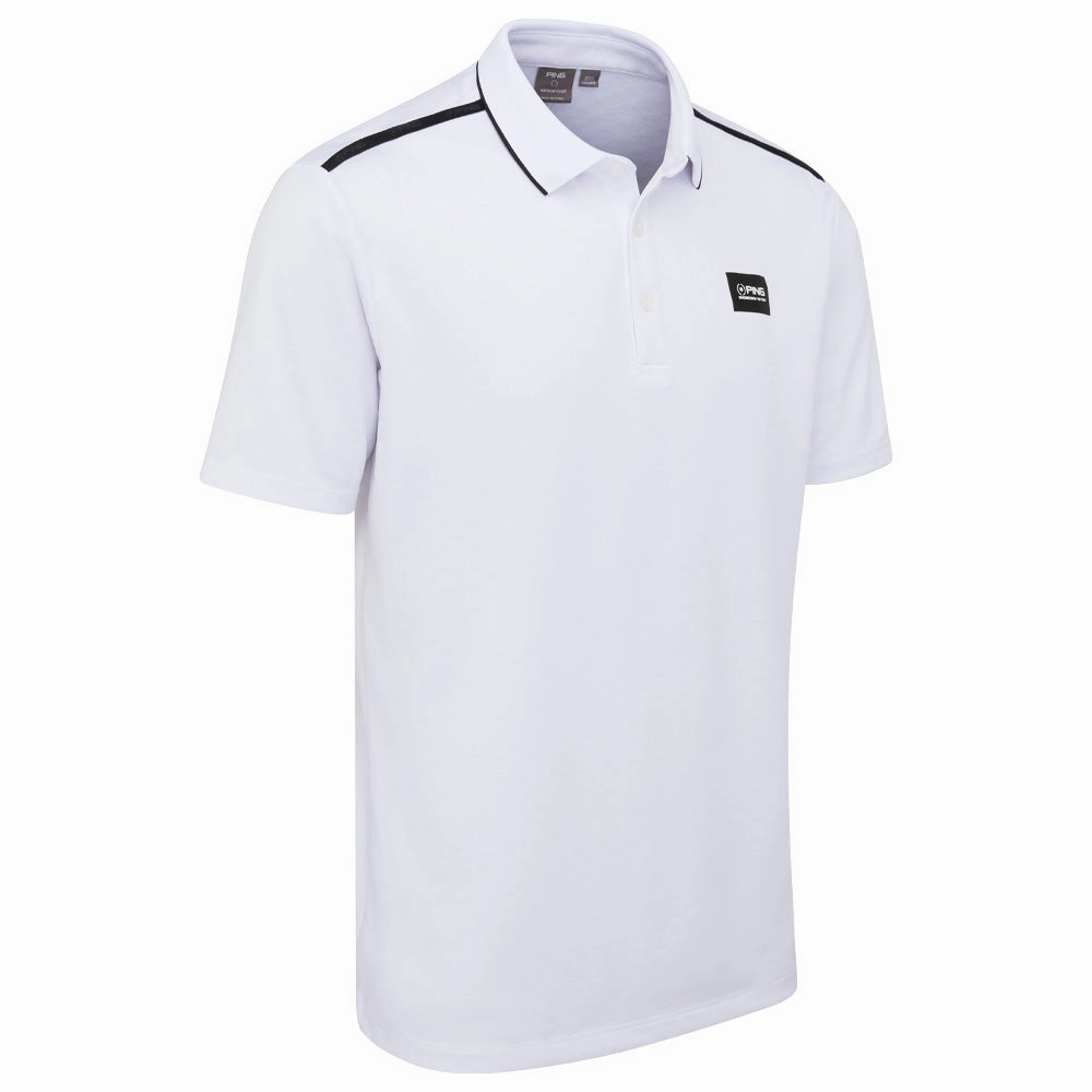 Low Profile Collar Comfort and Ease Ping Corby Polo Shirt - White