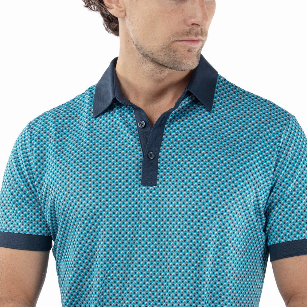 Galvin Green Mate Polo Shirt - Aqua/Navy Chill Style Cotton Blend