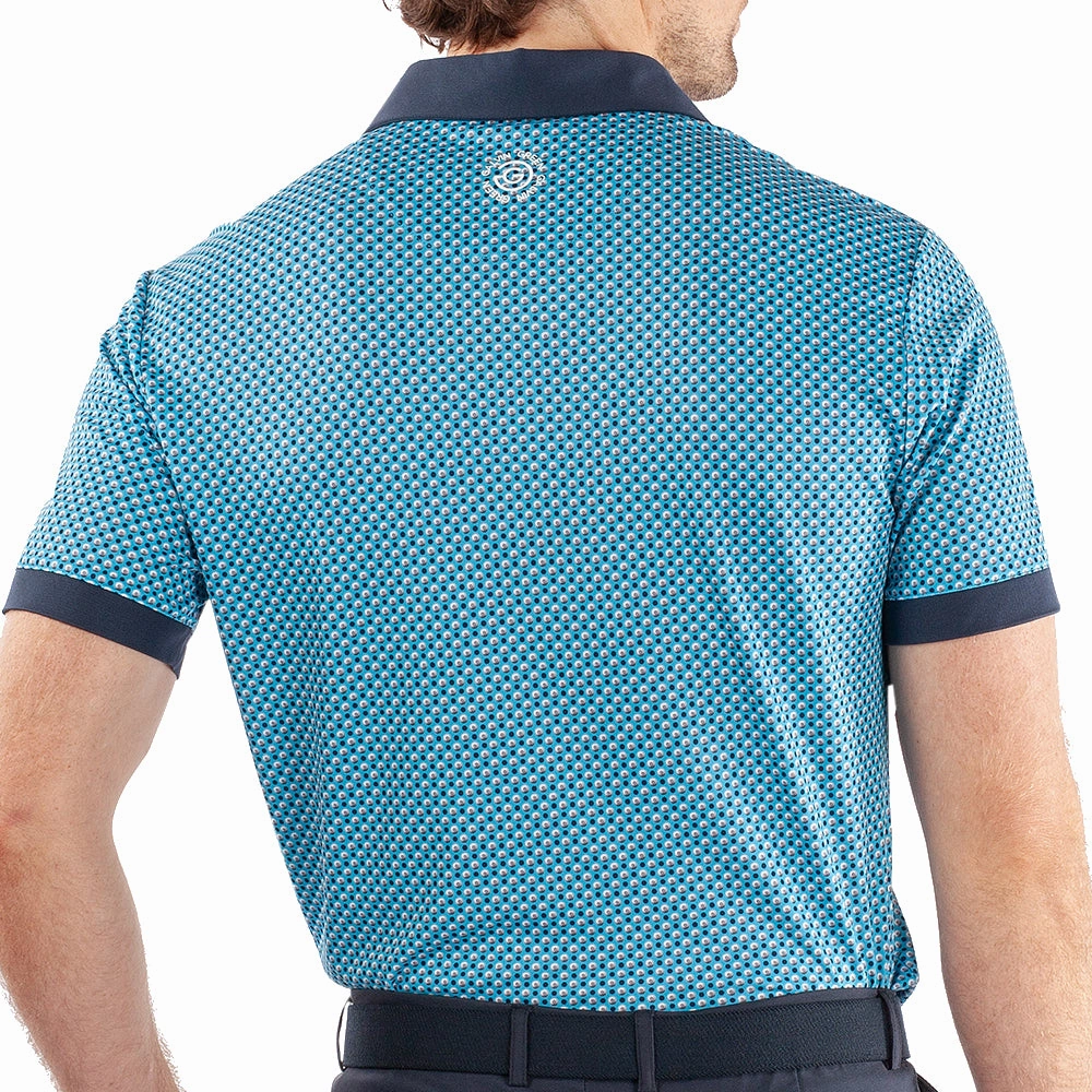 Galvin Green Mate Polo Shirt - Aqua/Navy Perfect for Outdoors Layered Look Wear