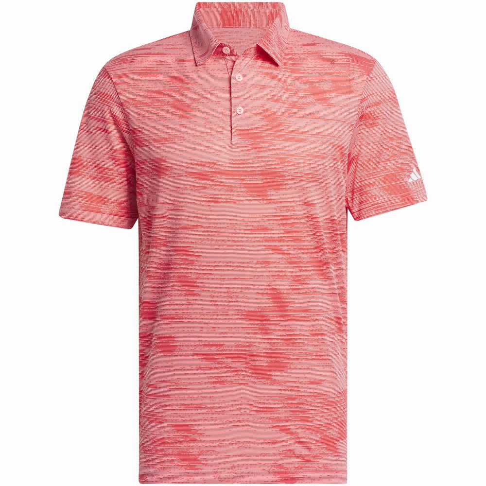 Relax Style Trend adidas Ultimate365 Textured Stripe Polo Shirt - Semi Pink Spark/Better Scarlet