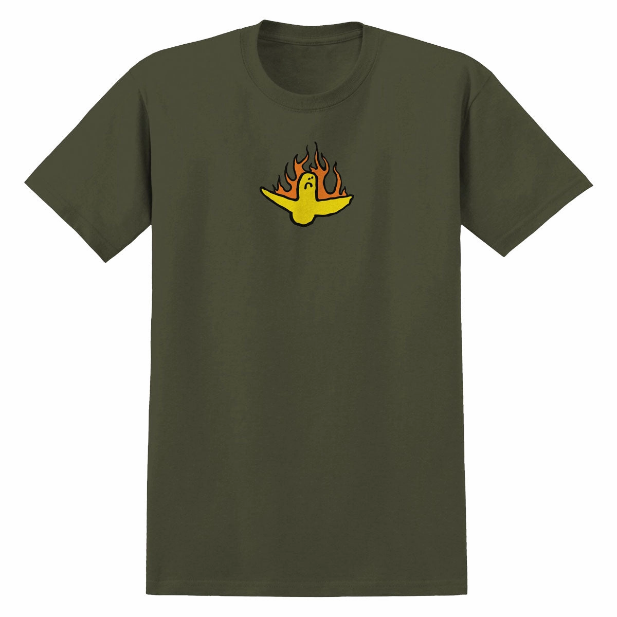 Classic Trend Look Krooked Fire Bird T-Shirt - Military Green