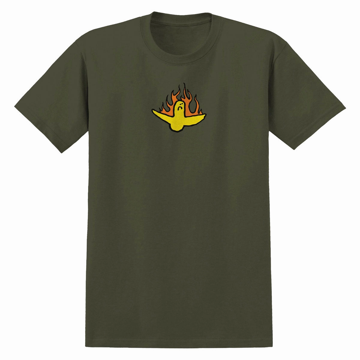 Krooked Fire Bird T-Shirt - Military Green Odor Resistant Material EcoConscious Processing