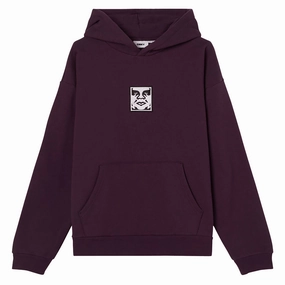 Suede Feel Obey Icon Extra Heavy II Hoodie - Plum Perfect