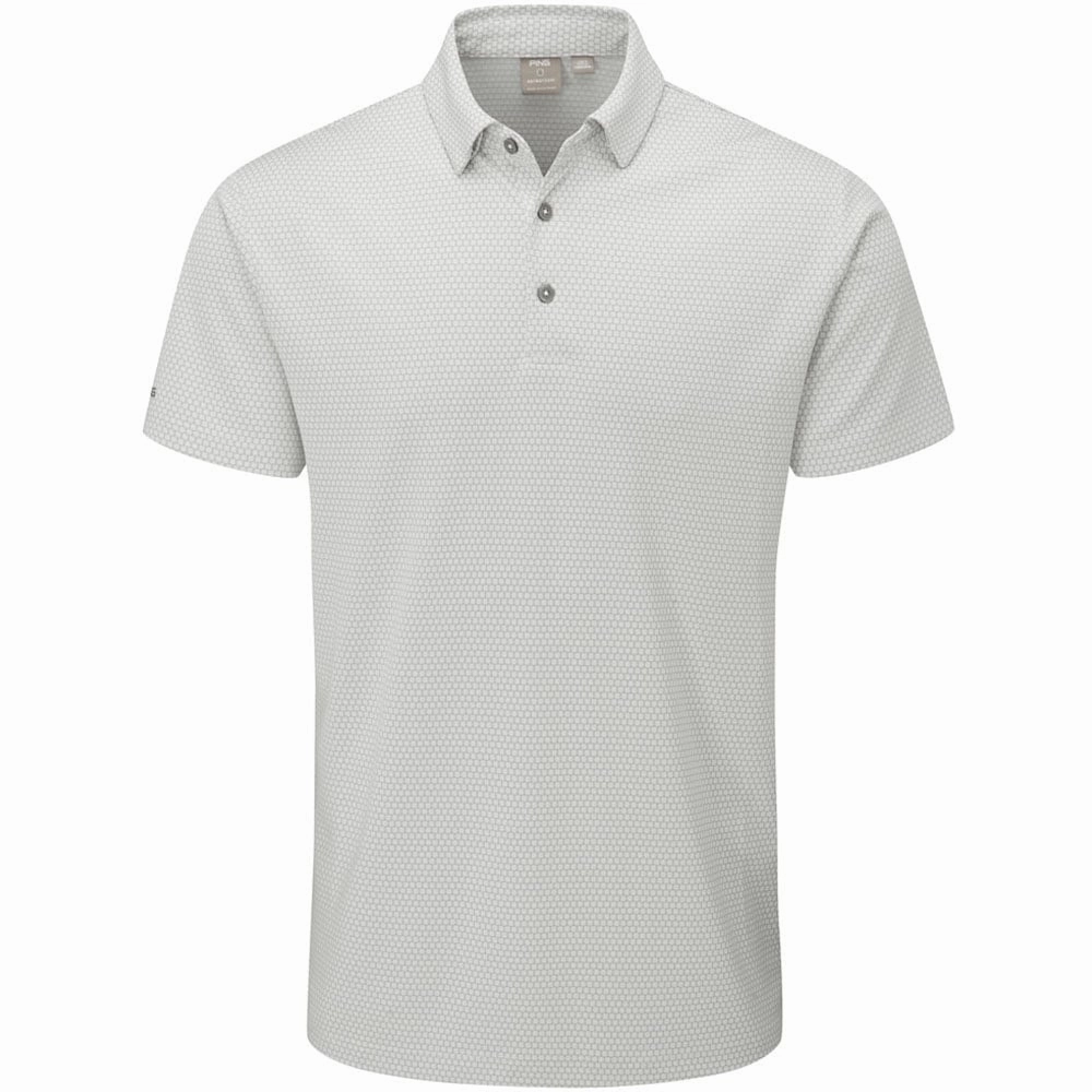 Ping Halcyon Polo Shirt - Silver Multi Distressed Hem Finish Outdoor Sports