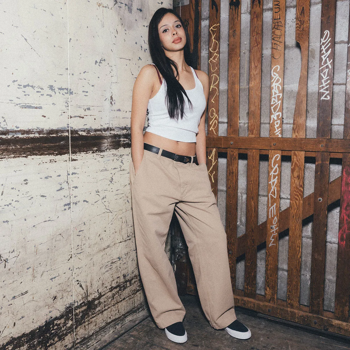 CCS Wide Leg Chino Pants - Khaki No Sagging Fashionable Design