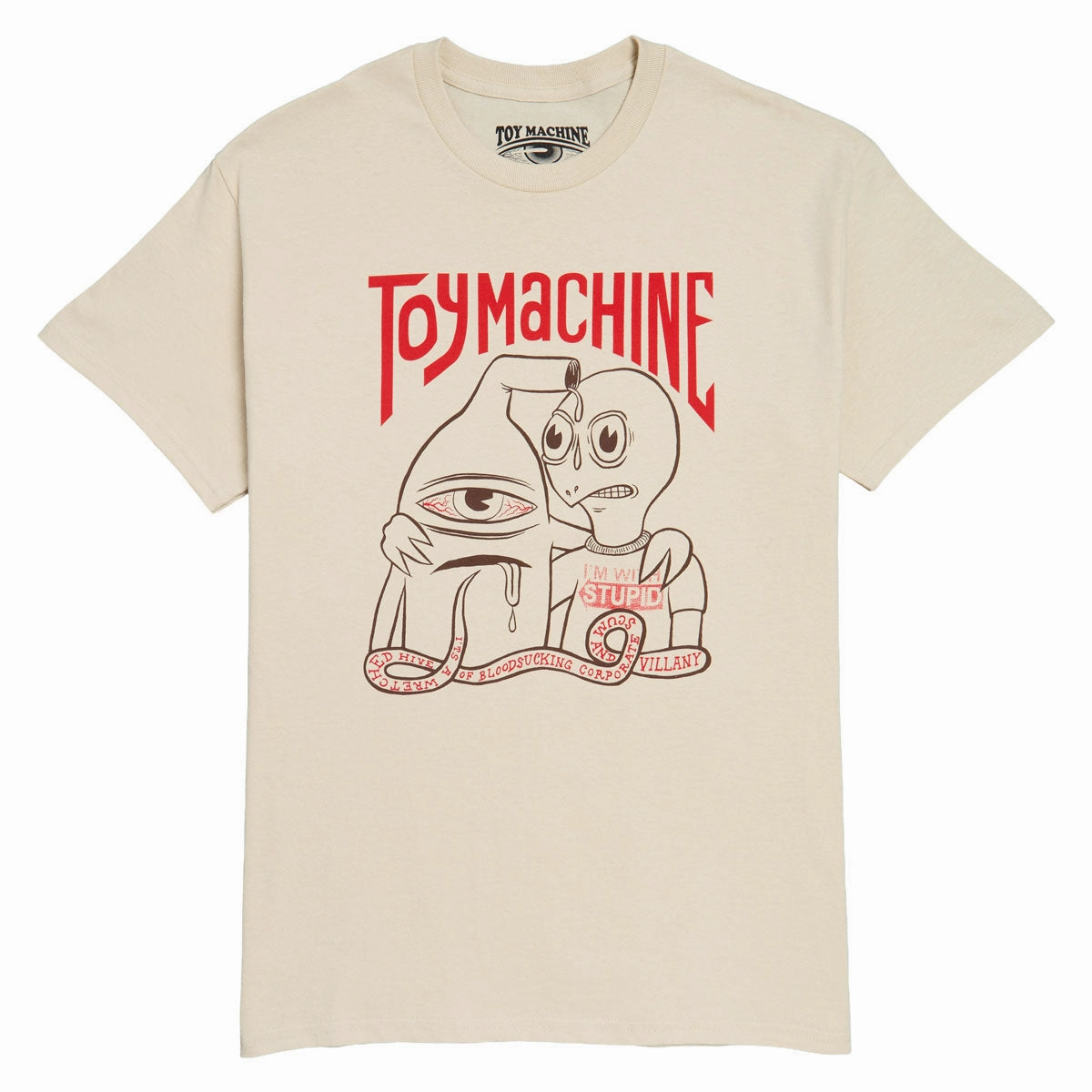 Toy Machine I'm With Stupid T-Shirt - Sand Boat neck style Timeless Wear