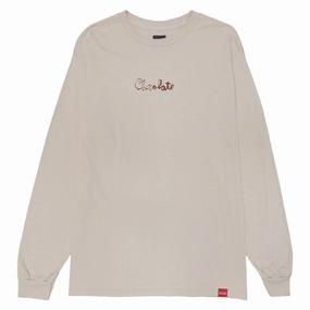 Heathered Texture Chocolate Skrunk Long Sleeve T-Shirt - Sand