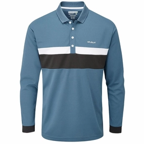 Chilly Day Wear Stuburt Motion Long Sleeve Polo Shirt - Peacock