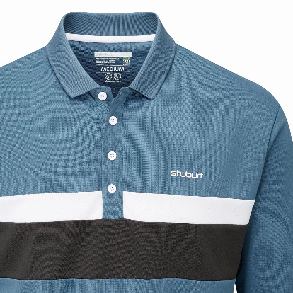 Stuburt Motion Long Sleeve Polo Shirt - Peacock Spandex Enhanced Elasticity