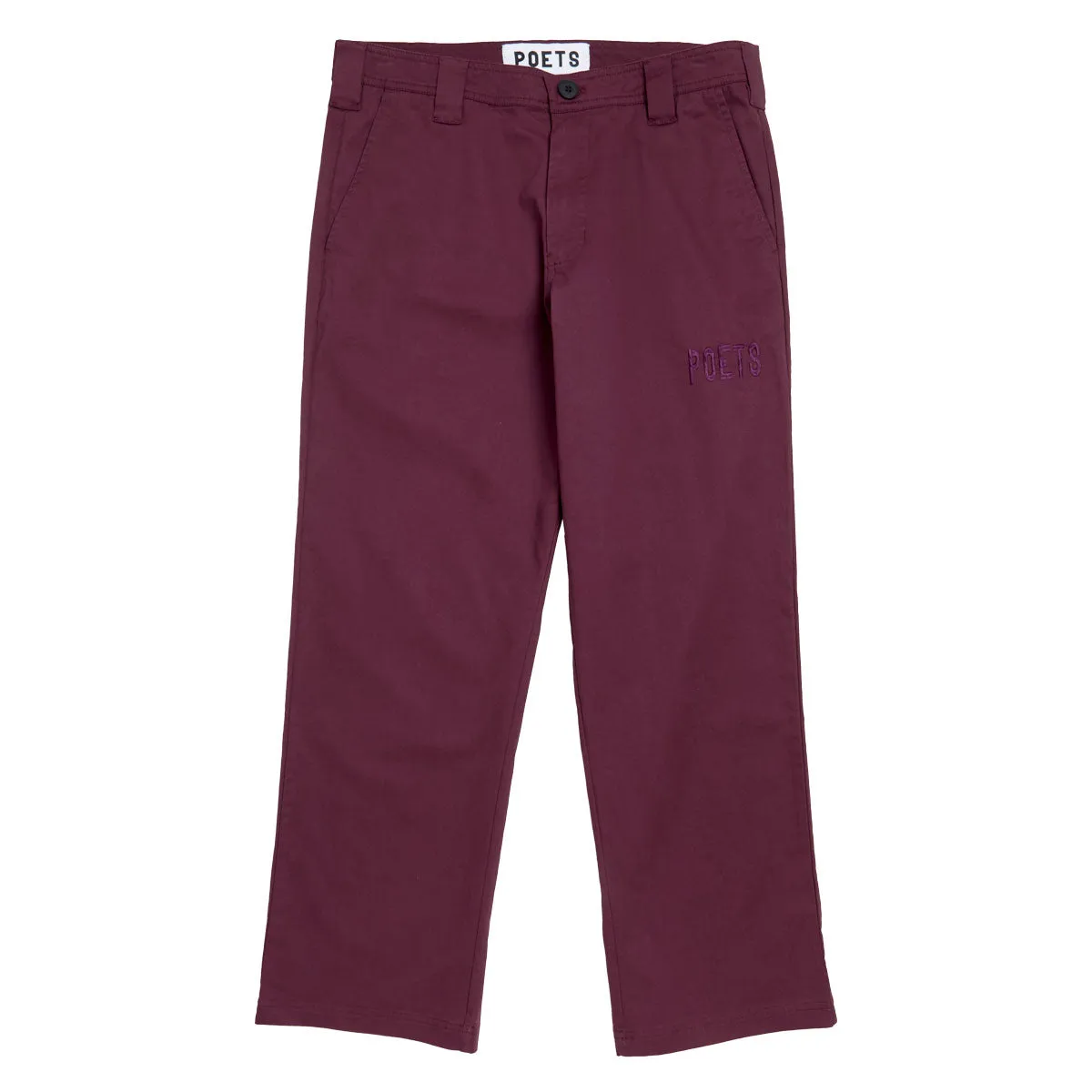 Relaxed Design MultiPocket Poets Byrne Relaxed Fit Cotton Pants - Dark Burgundy