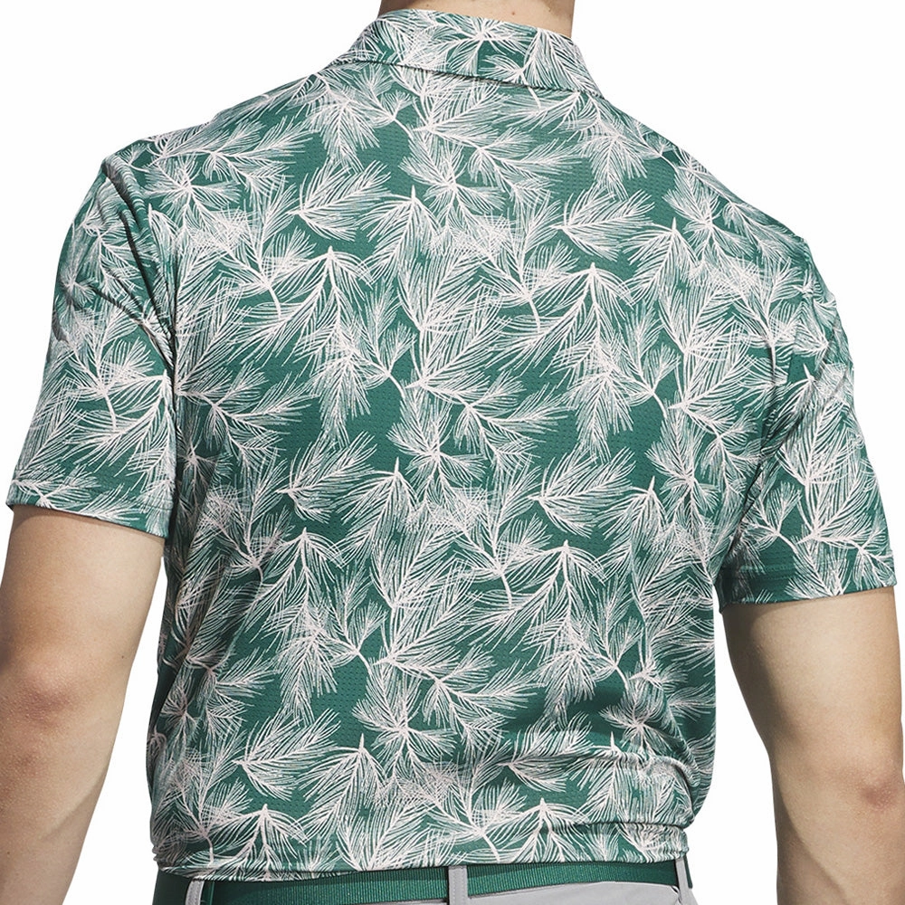 adidas Ultimate365 Mesh Print Polo Shirt - Collegiate Green/Sandy Pink LayeredSleeveConstruction