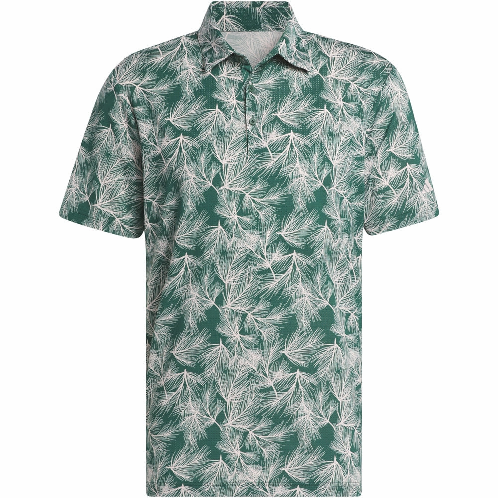 adidas Ultimate365 Mesh Print Polo Shirt - Collegiate Green/Sandy Pink NonRestrictiveCut
