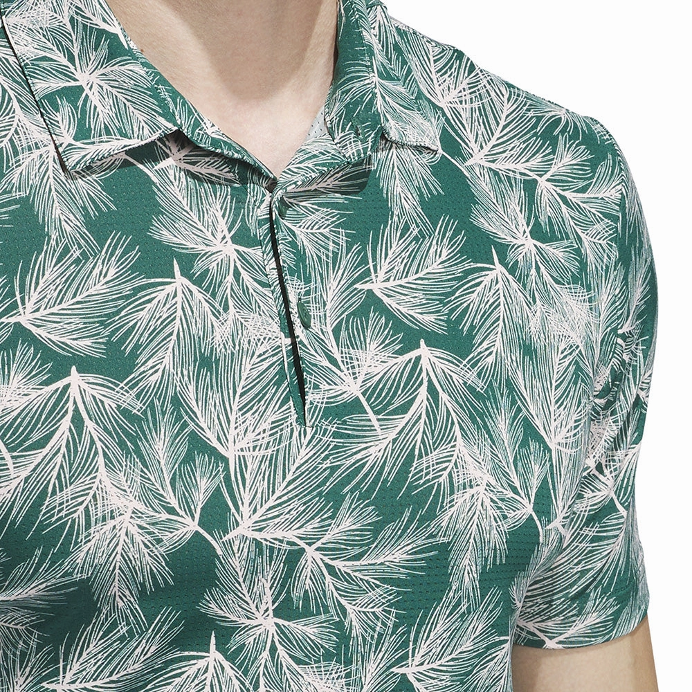 Chic Cut adidas Ultimate365 Mesh Print Polo Shirt - Collegiate Green/Sandy Pink