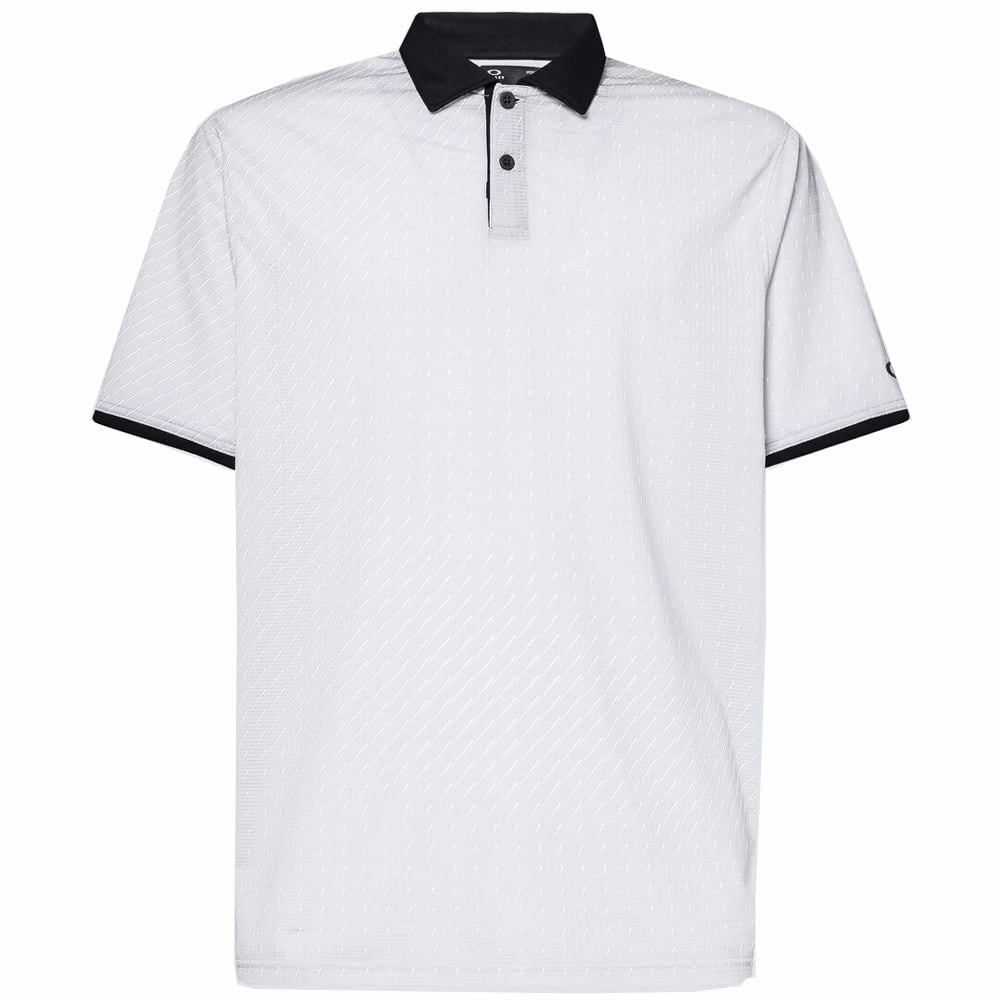 Durable Collar Construction Summer Comfort Oakley Contender Ellipse Print Polo Shirt - White