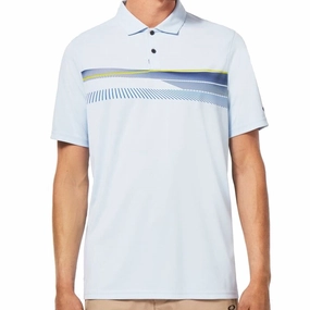 V neck style Active Essentials Oakley Dimension Stripe RC Polo Shirt - Light Blue Breeze