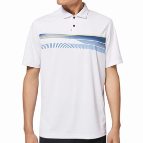 Oakley Dimension Stripe RC Polo Shirt - White FlexibleKnit Lightweight Style