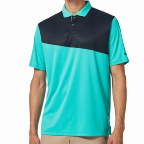 Oakley Divisional Colour Block Polo Shirt - Light Emerald Linen blend