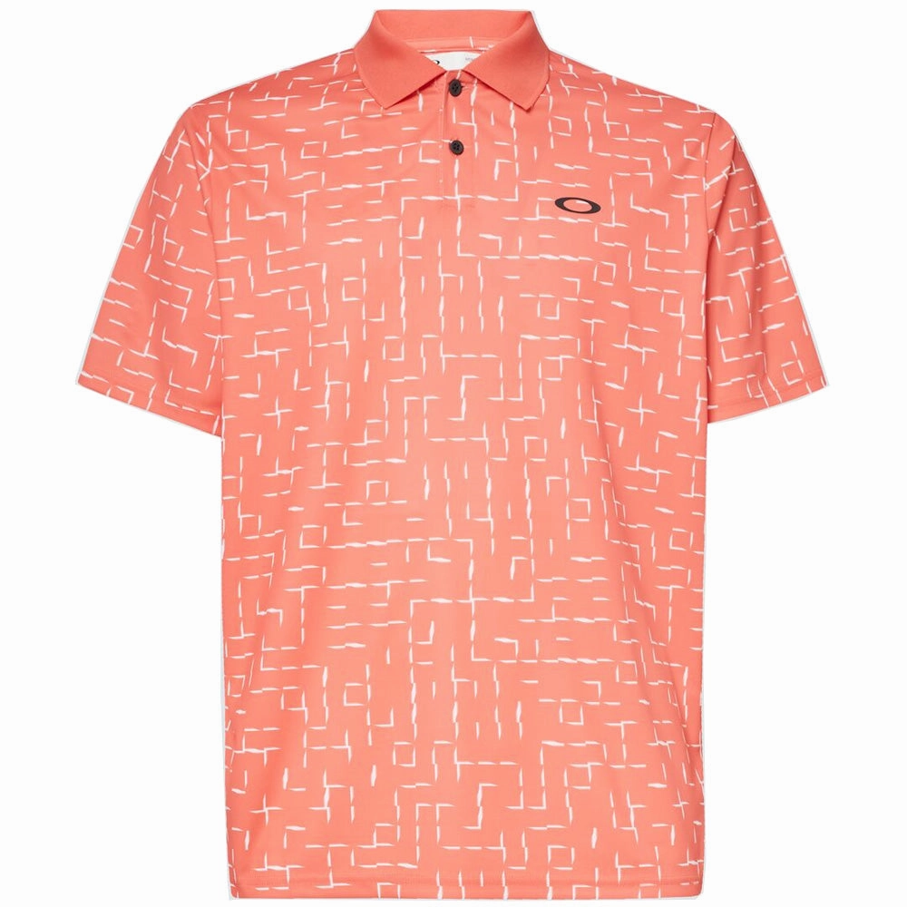Oakley Divisional Geometric Print Polo Shirt - Gradient Sunset Geometric Pattern