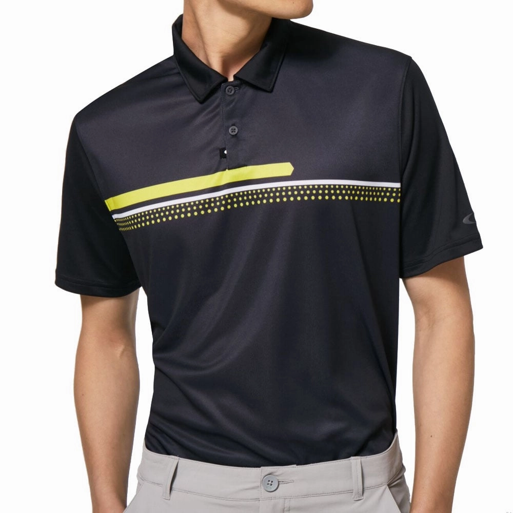Oakley Hexsplit Stripe RC Polo Shirt - Blackout SoftenedNeckline