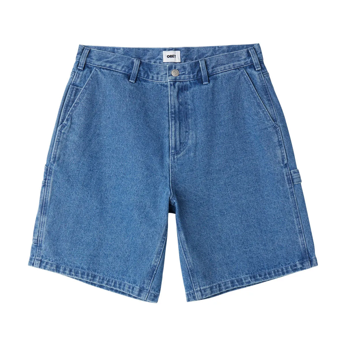 Obey Big Wig Denim Carpenter Shorts - Light Indigo Stretchy Waist