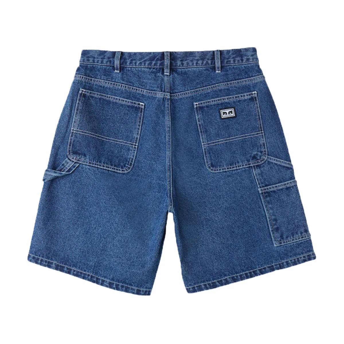 Playful Look Obey Big Wig Denim Carpenter Shorts - Stone Wash Indigo