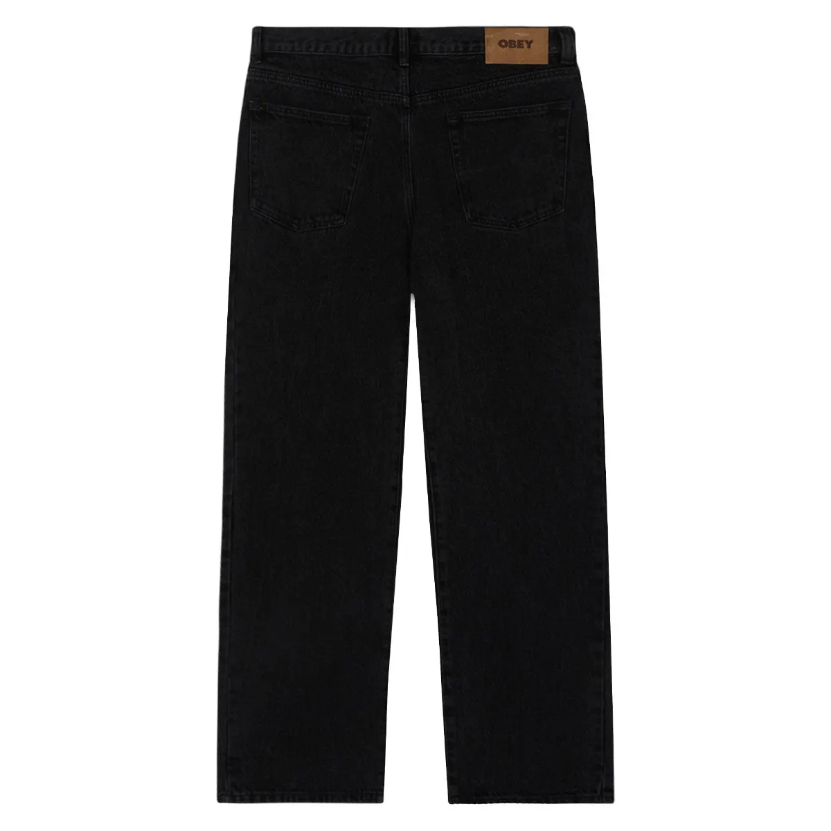 Comfort Waist Wrinkle Resistant Finish Obey Classic Baggy Denim Jeans - Faded Black