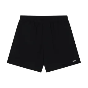 No Ride Up Technology Snag Free Fabric Obey Easy Bold Nylon Shorts - Black