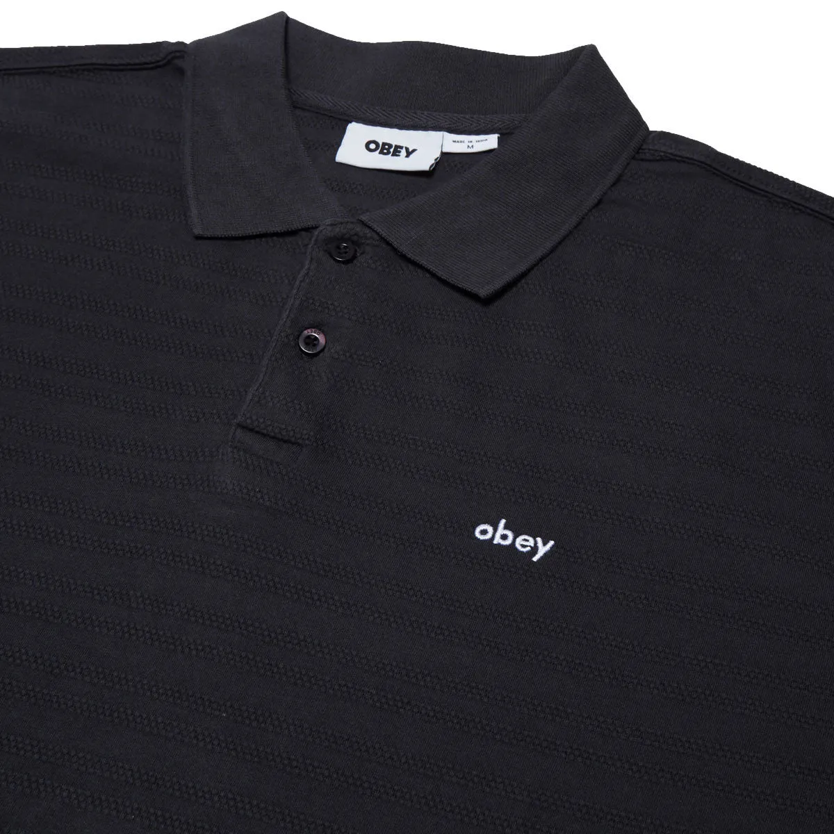 High Neck Subtle Print Obey Nash Bigwig Polo Shirt - Digital Black
