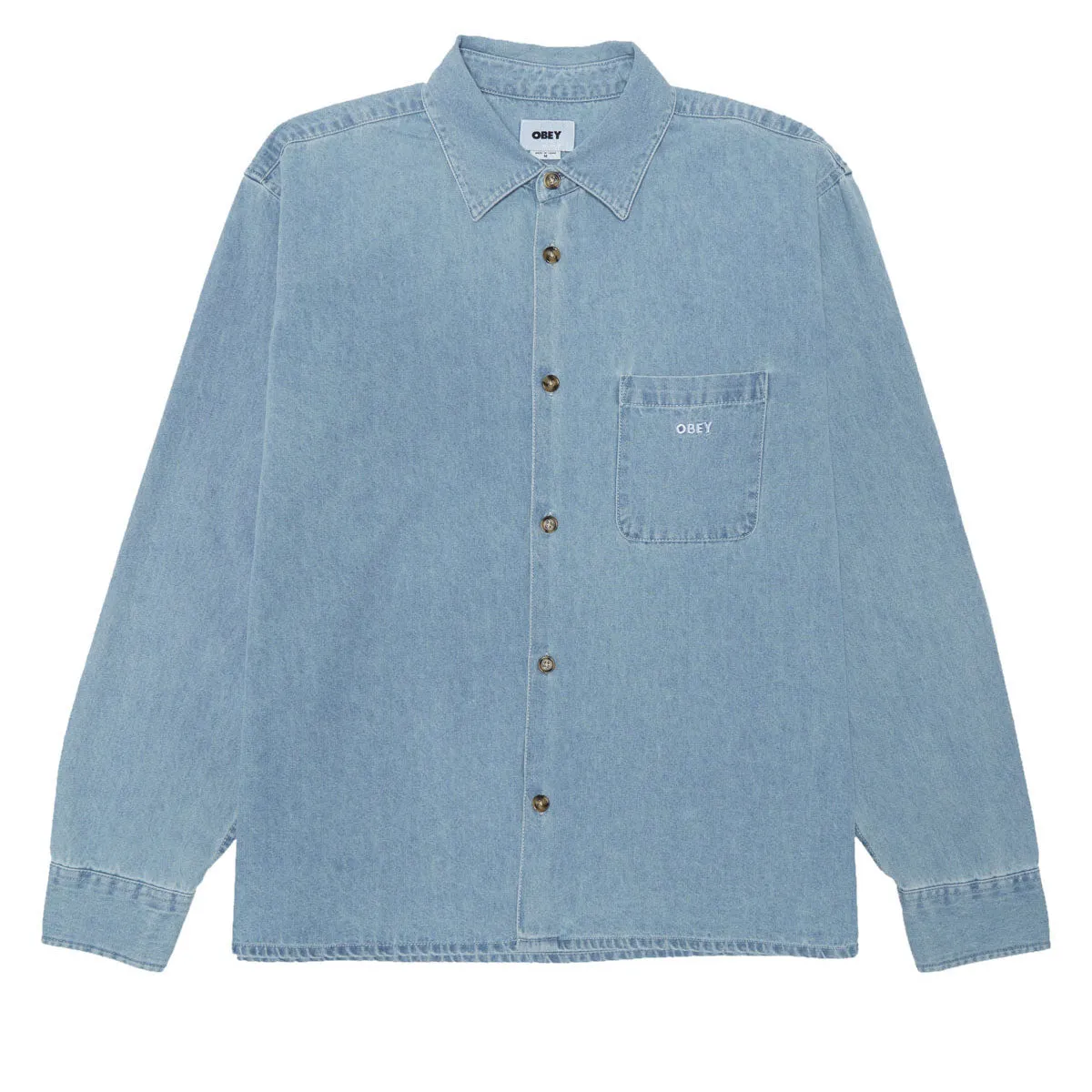 Obey Pablo Denim Long Sleeve Shirt - Light Indigo Mature appeal