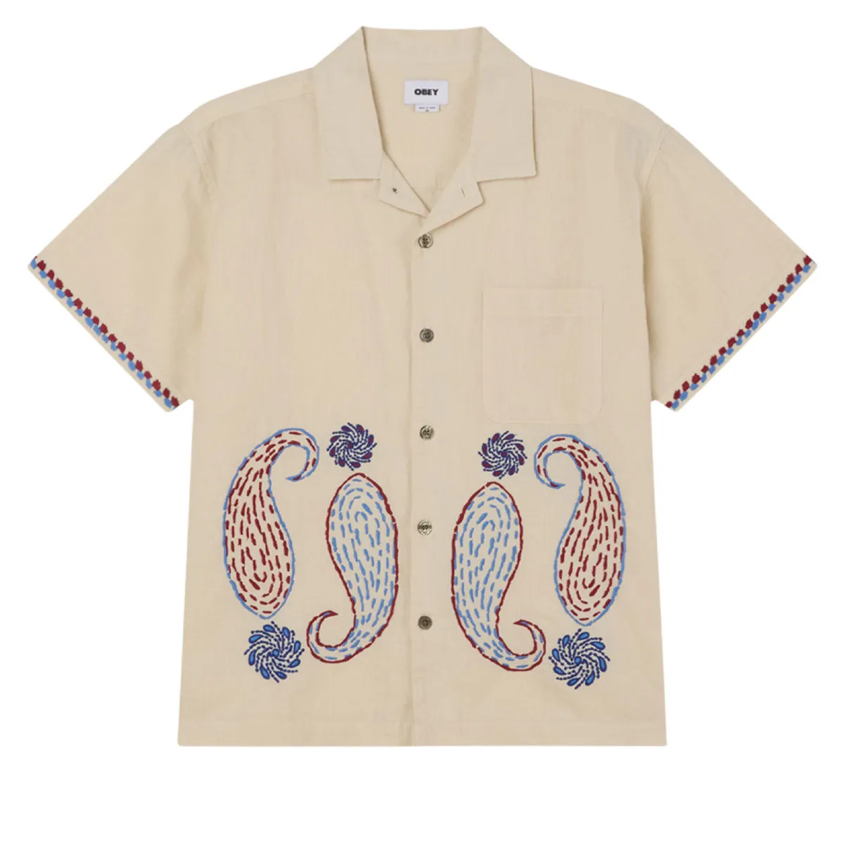 Structured Collar Obey Quentin Woven Shirt - Birch Multi