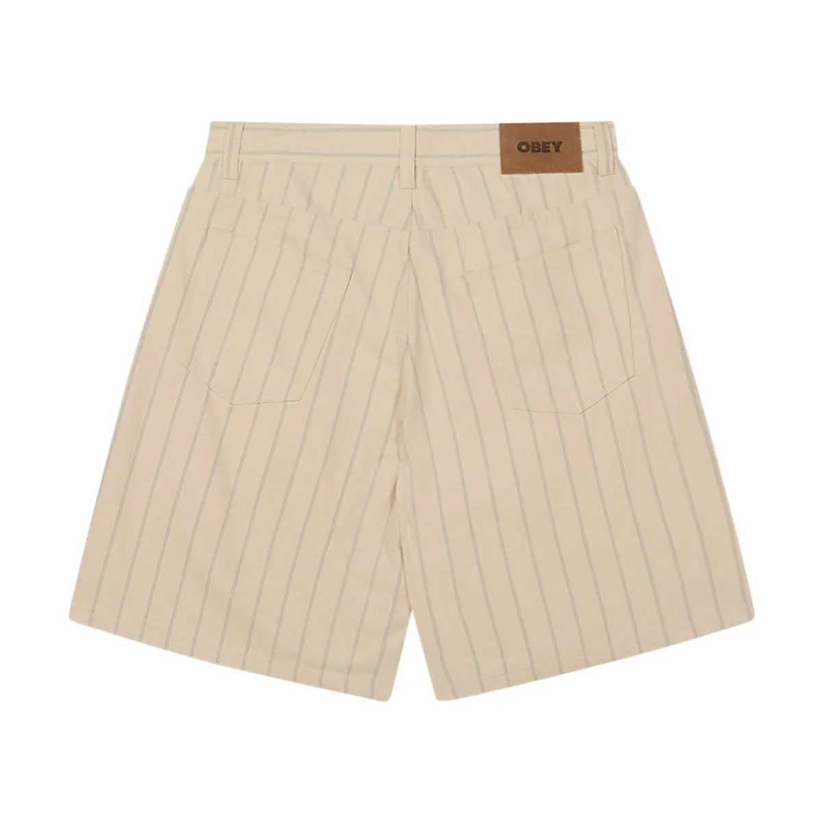 Everyday Comfort Fit Obey Stripe Baggy Denim Shorts - Pelican Multi