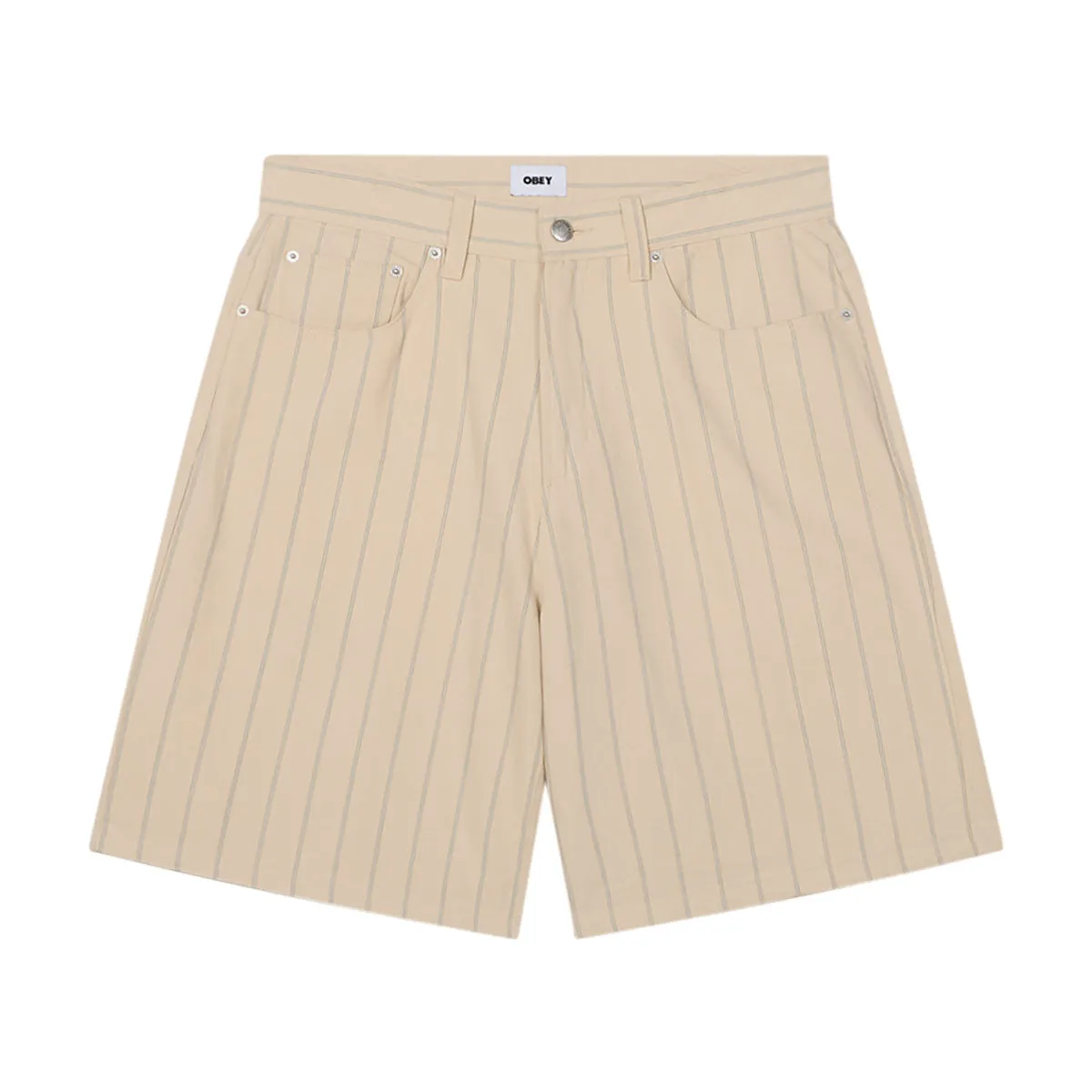 Casual Clothing Obey Stripe Baggy Denim Shorts - Pelican Multi