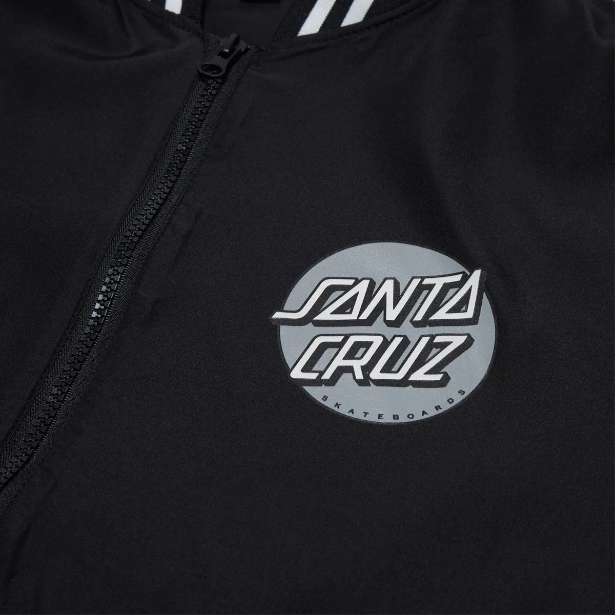 Smart Casual Chill Weather Santa Cruz Bond Bomber Jacket - Black/White Stripe Rib