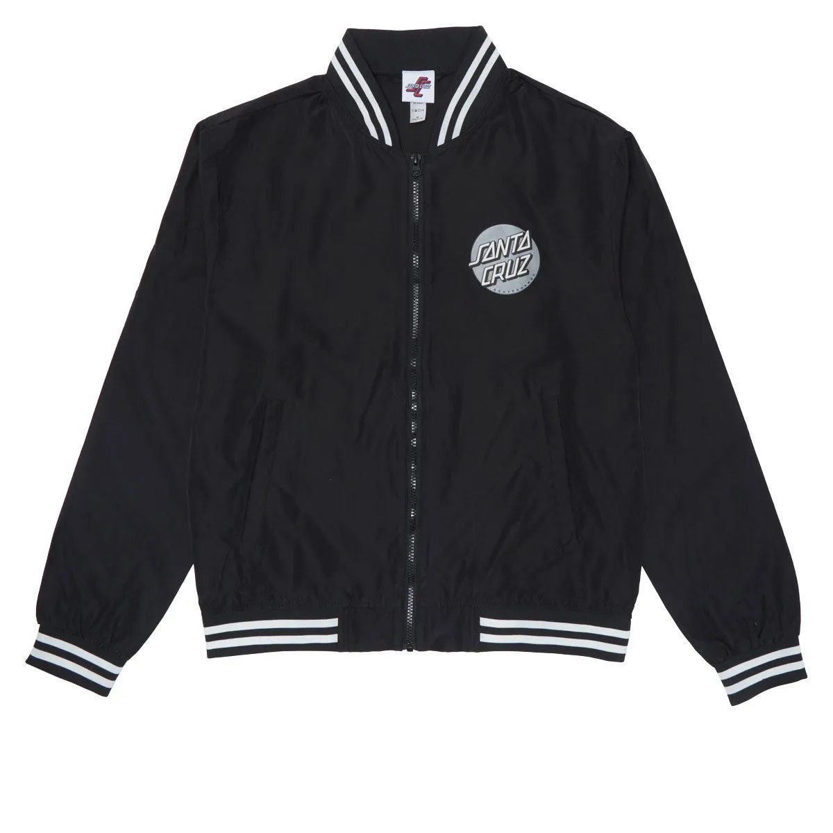 Santa Cruz Bond Bomber Jacket - Black/White Stripe Rib Tear Resistant Panels