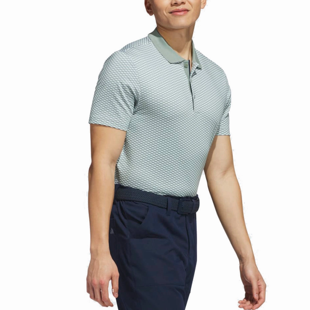 adidas Beyond The Course Textured Polo Shirt - Silver Green Fade Resistant Coating