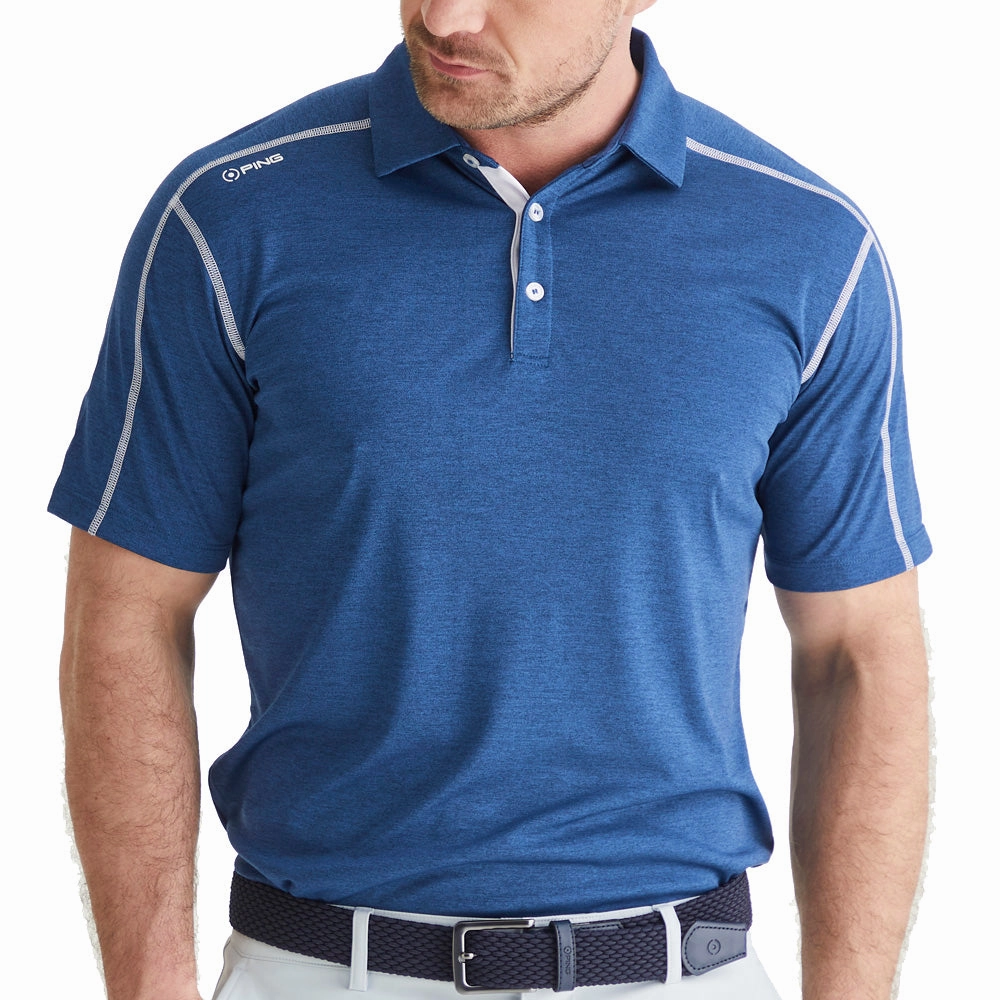 Ping Fynn Polo Shirt - Navy Marl Machine washable