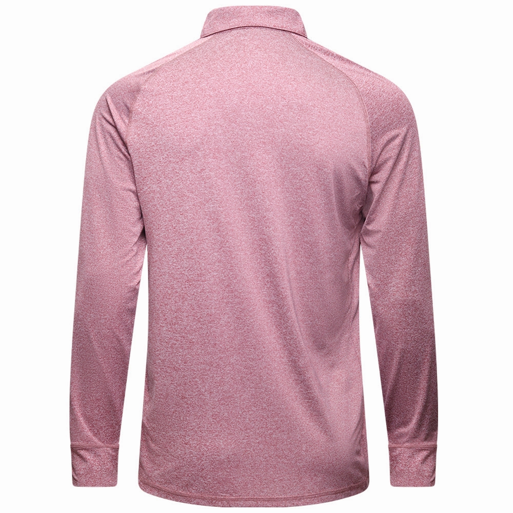 Mizuno Melange Longsleeve Polo Shirt - Burgundy Light and Breathable Zero Waste Production