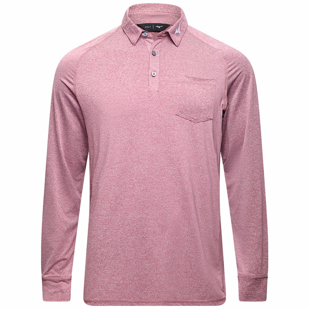 Essential Piece Stylish Comfort Mizuno Melange Longsleeve Polo Shirt - Burgundy