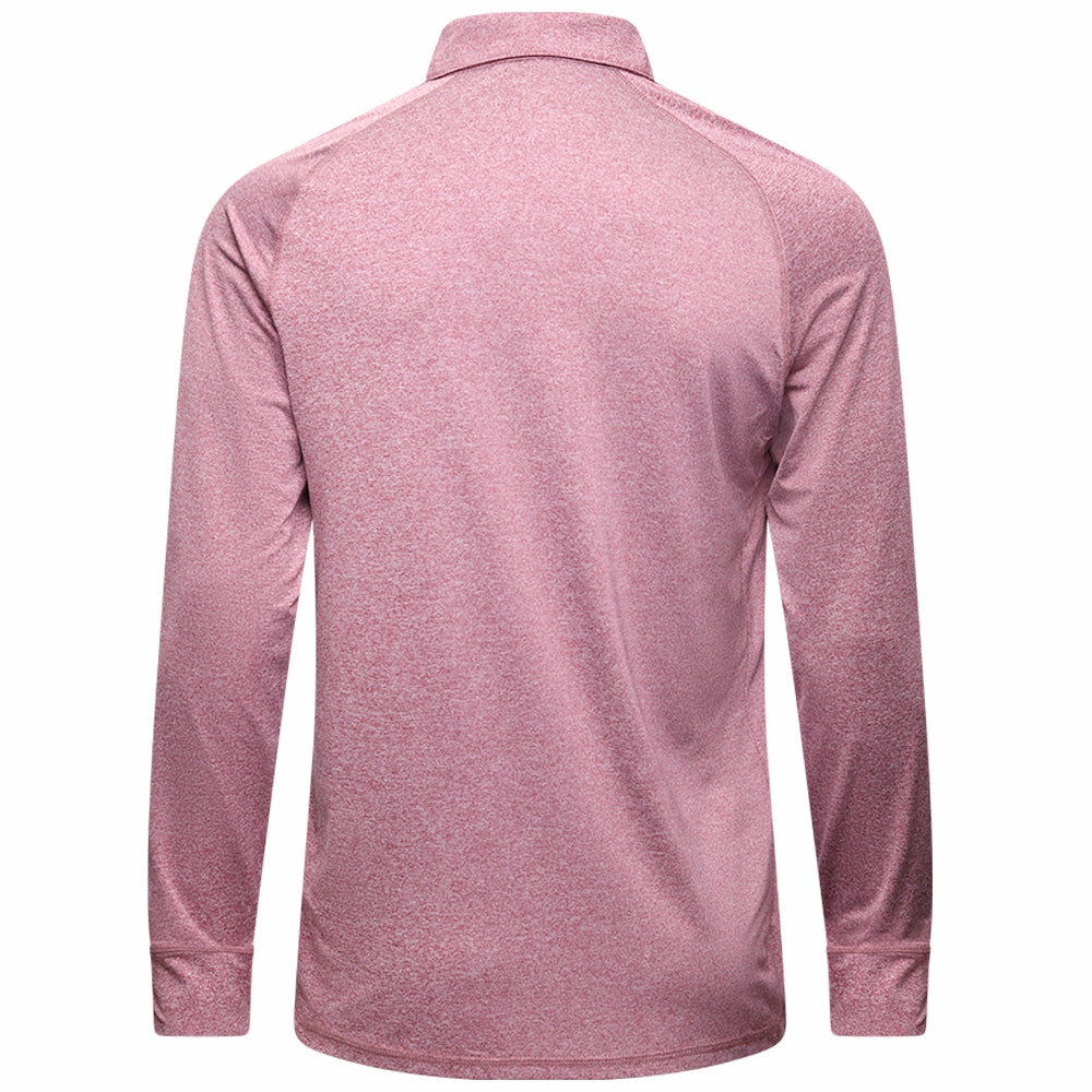 Sophisticated Casual Mizuno Melange Longsleeve Polo Shirt - Burgundy