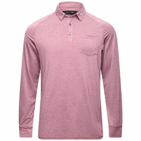 Mizuno Melange Longsleeve Polo Shirt - Burgundy Relaxed Everyday Wear
